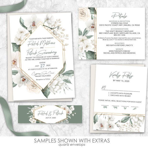 Wedding Invitation Orchid Etsy