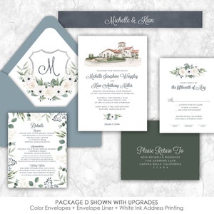 River Farm Wedding Invitation, Alexandria, Virginia, Anemone, venue wedding invitation, dusty Blue, thistle image 3