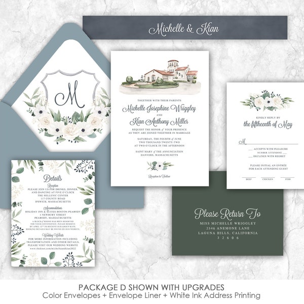 San Jose Country Club Wedding Invitation, San Jose, Florida, country club wedding, Anemone, venue wedding invitation, crest