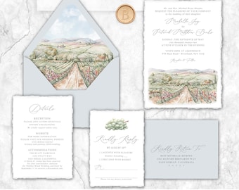 Vineyard Wedding Invitation, custom venue wedding invitation, vineyard wedding, Napa, Temecula, Tuscany, wine country