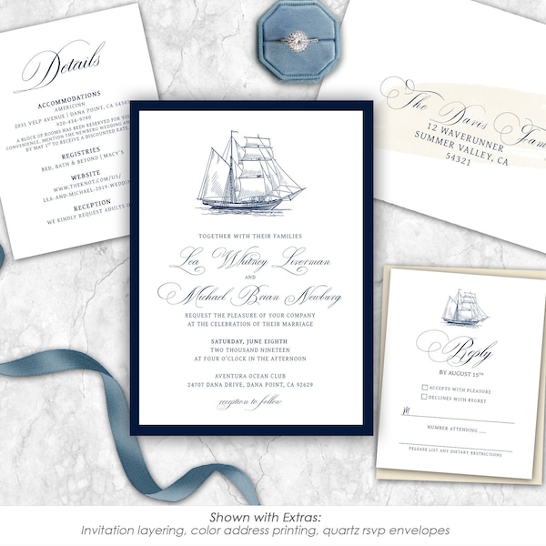 Nautical Wedding Invitations, nautical wedding, sail boat, boat, sailboat, wedding invites, ocean, water, lake, harbor