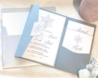 Snowflake Wedding Invitations, winter wedding, wedding invites, wedding invitation, winter