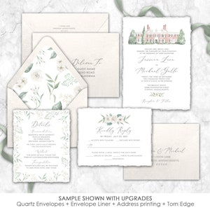 Bradley Estate Wedding Invitation, custom venue wedding invitation, custom painted wedding venue, venue illustration, custom