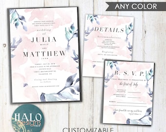 Romantic Wedding Invitation,ANY COLOR,pretty wedding invitation,floral abstract,wedding invitations,wedding invitation,Romantic wedding