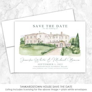 Tankardstown House Save the Date, Watercolor Venue Painting