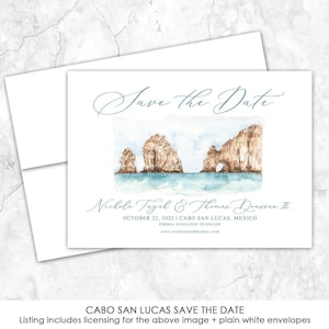 Cabo San Lucas Save the Date, Mexico Save the Date, Destination, Venue Save the Date, Custom Venue, Watercolor Painting, Custom Watercolor