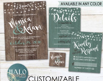 Rustic Wedding Invitation, ANY COLOR, Rustic wedding Invite, wedding invitation