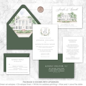 Watercolor Venue Wedding Invitation Set | Custom Painted
