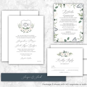 River Farm Wedding Invitation, Alexandria, Virginia, Anemone, venue wedding invitation, dusty Blue, thistle image 2