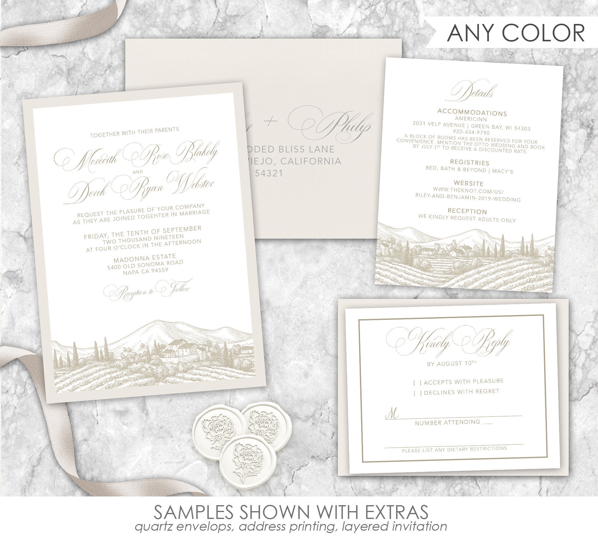 Vineyard Wedding Invitation Classic Wedding Simple Etsy