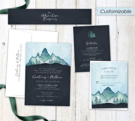 Mountain Vellum Jacket for Wedding Invitations (10 Pack