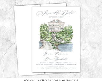 Squantum Association Save the Date, Fall Venue Save the Date, Custom Venue, Watercolor Painting, Custom Watercolor