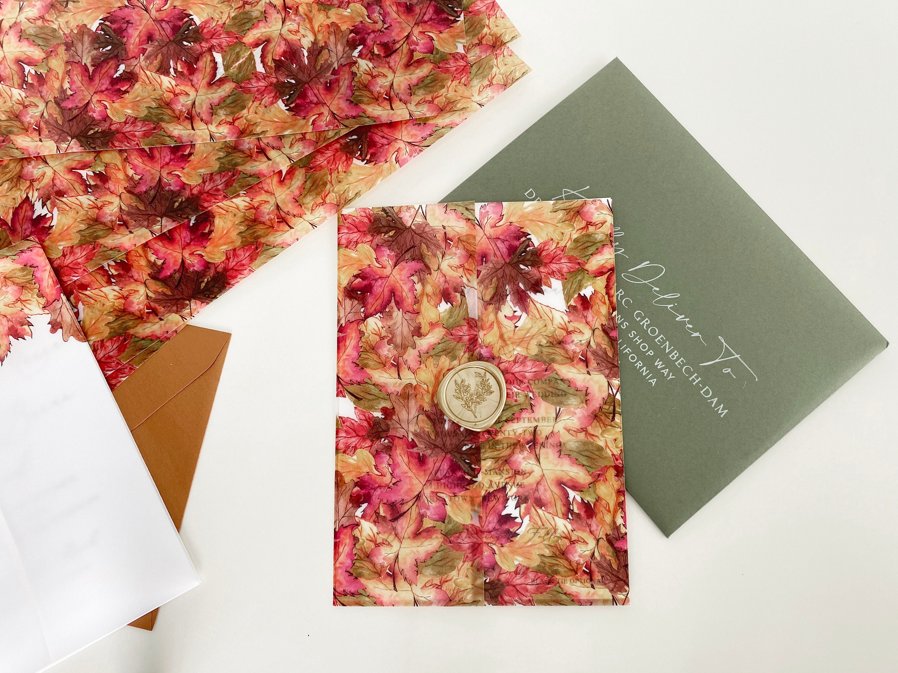 Wildflower Vellum Wrapper Design for 5x7 Wedding Invitation 