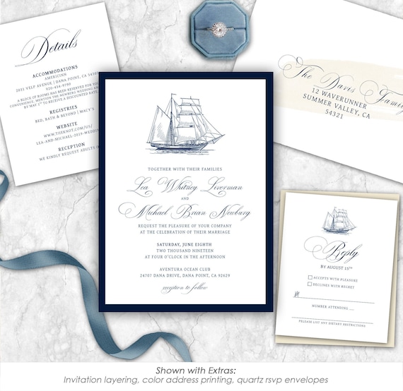 Nautical Wedding Invitations Nautical Wedding Sail Boat Etsy