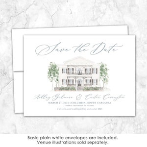 Lace House Save the Date, Save the Date, Custom Venue, Watercolor Painting, Custom Watercolor