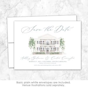 Lace House Save the Date, Save the Date, Custom Venue, Watercolor Painting, Custom Watercolor