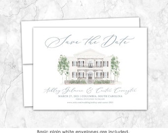 Lace House Save the Date, Save the Date, Custom Venue, Watercolor Painting, Custom Watercolor