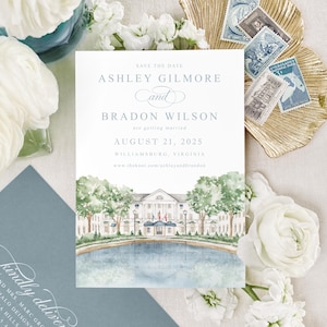 Williamsburg Inn Watercolor Save the Date | Virginia Venue