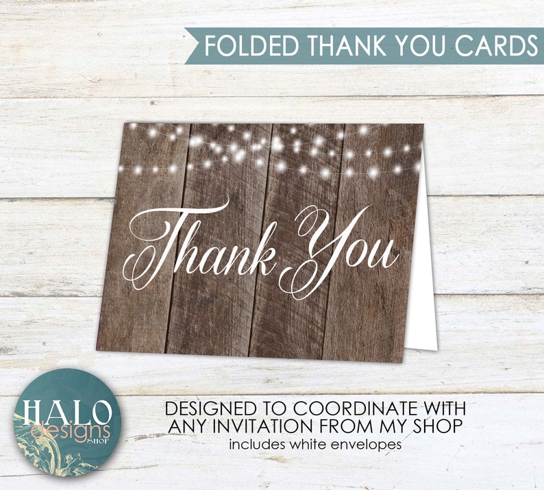 Wedding Thank You Card folded photo wedding thank you card Etsy