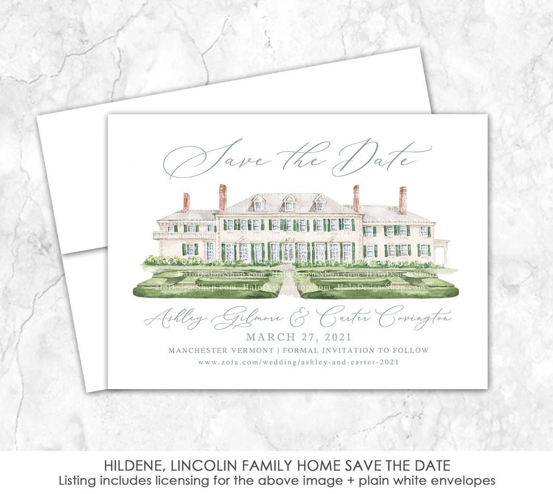 Hildene, Lincoln Family Home Save the Date | Manchester, Vermont | Venue  Watercolor Painting for Save the Dates or Wedding Invitations - Etsy