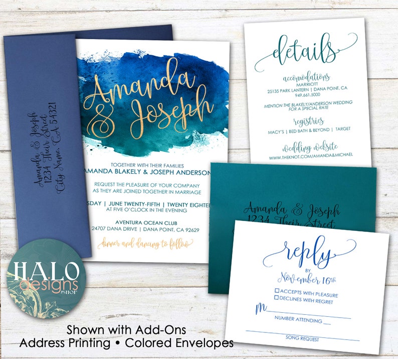 wedding invites Watercolor Wedding Invitations nautical wedding purple wedding wedding invitation