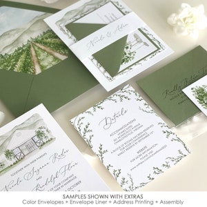 King Family Vineyards Wedding Invitation, custom venue wedding invitation, Crozet Virginia, Vineyard wedding venue, Virginia wedding