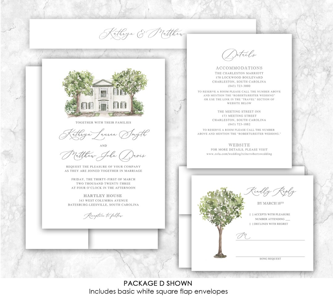 Hartley House Wedding Invitation, Batesburgleesville, South Carolina