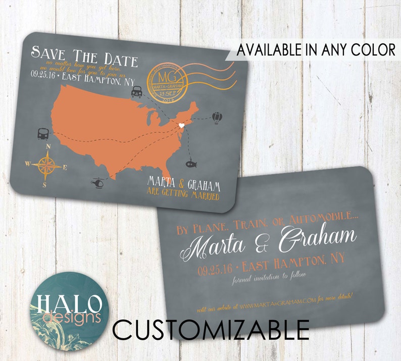 ANY COLOR printable card postcard save the date postcard destination wedding save the date Destination Save the Date save the date map