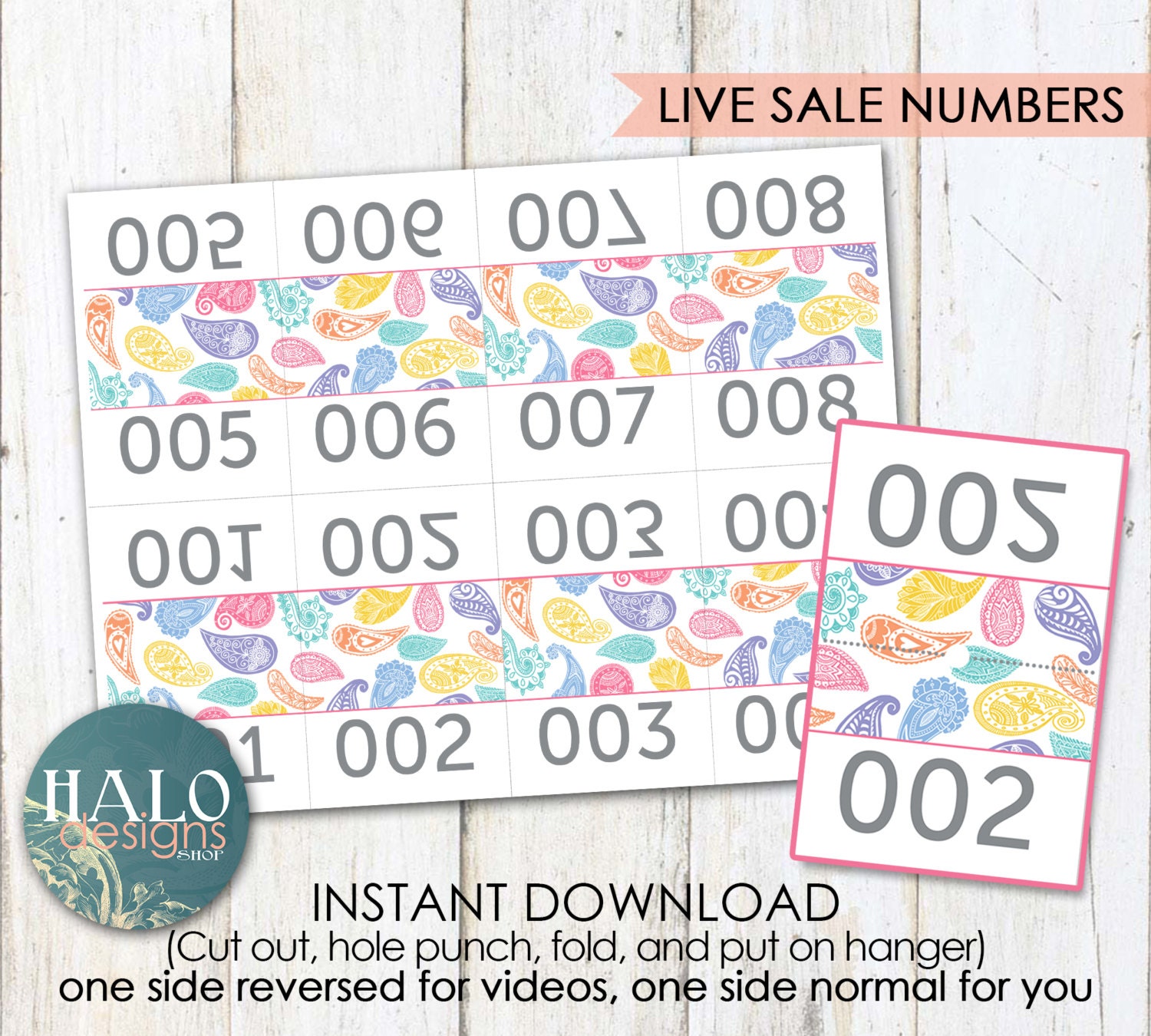 LLR Live Sale Numbers PAISLEY Printable 1-200 | Etsy