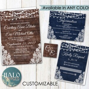 Rustic Lace Wedding invitation burlap lace wedding image 4