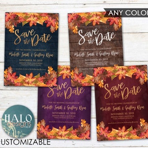 Pumpkin Fall Wedding invitation, Teal Autumn Wedding invitation, invitations, Fall wedding invitations, fall leaves autumn teal & orange image 7