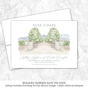 Beaulieu Garden Save the date, Vineyard Save the Date, vineyard wedding Save the Date, Custom Venue, Watercolor Painting, Watercolor, Napa