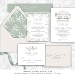 Tanglewood Plantation Wedding Invitation, custom venue wedding invitation, South Carolina, custom painted wedding venue