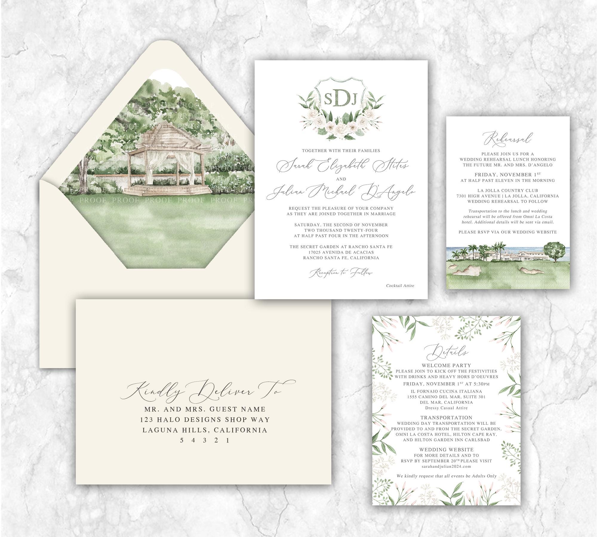 La Jolla Golf Club Save the Date | Watercolor Venue Illustration - Etsy