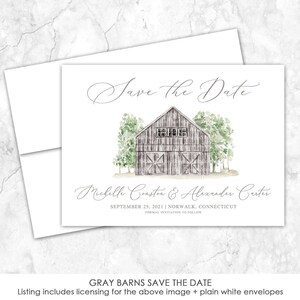 Grey Barns Save the Date, Venue Save the Date, Gray Barns, Custom Venue, Watercolor Painting, Custom Watercolor