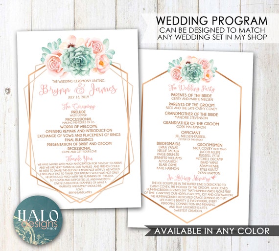 Wedding Program Wedding Invitations Program Wedding Etsy