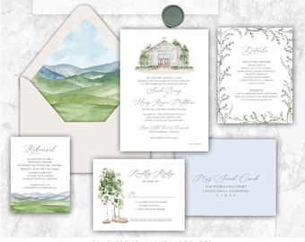 Pippin Hill Farm & Vineyards Wedding Invitation, custom venue wedding invitation, Virginia, custom painted wedding venue, barn wedding