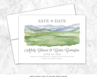 Watercolor Rolling Hills Save the Date | Wedding Invitations
