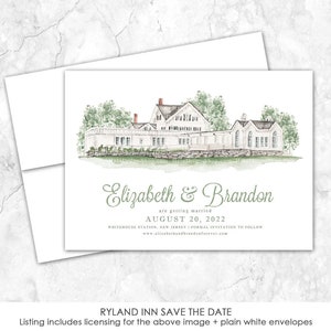 Ryland Inn watercolor Save the Date | Whitehouse Station, New Jersey | hand-painted venue for save the dates or wedding invitations