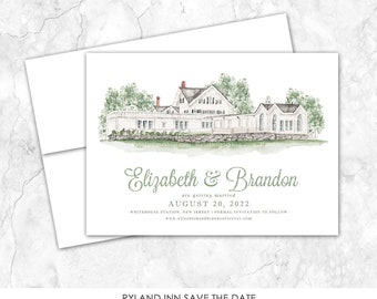 Ryland Inn Save the Date, Venue Save the Date, Custom Venue, Watercolor Painting, Custom Watercolor, New Jersey