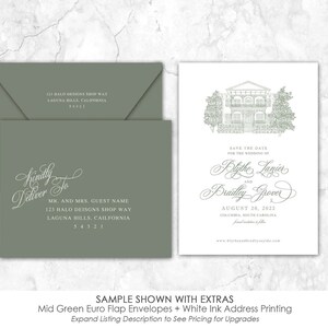 The Lace House Save the Date, Columbia Venue Save the Date, Custom Venue, custom etching, line drawing