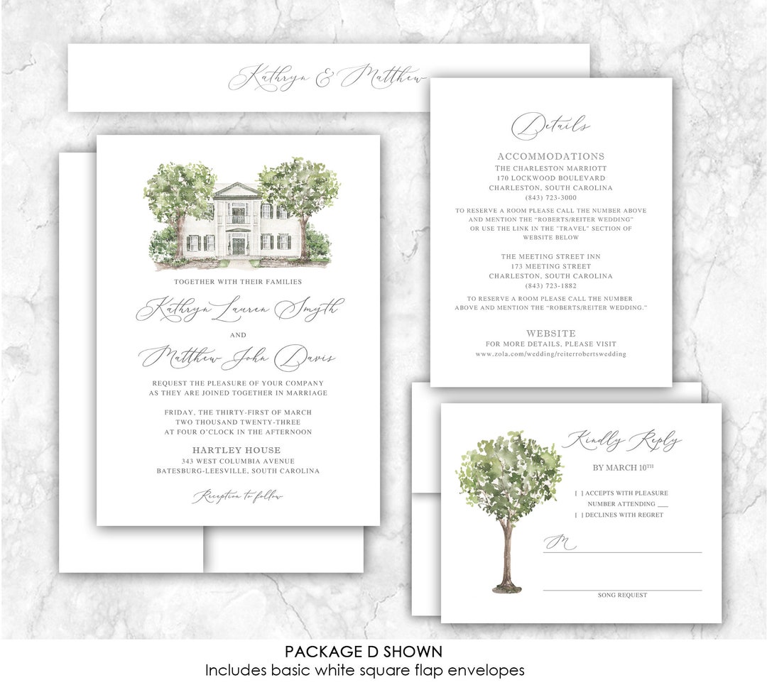 Hartley House Wedding Invitation, Batesburgleesville, South Carolina