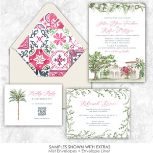 Villa Woodbine venue invitations | Miami, Florida | hand-painted venue watercolor for save the dates or wedding invitations