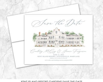Kent Island Save the Date, Kendall, Venue Save the Date, Custom Venue, Watercolor Painting, Custom Watercolor