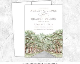 Watercolor Live Oak Save the Date | Aiken, South Carolina