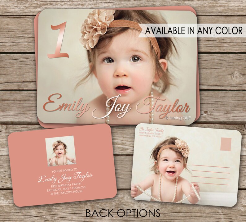 Printed or Digital Birth Announcement OR Birthday Invitation postcard postcard option