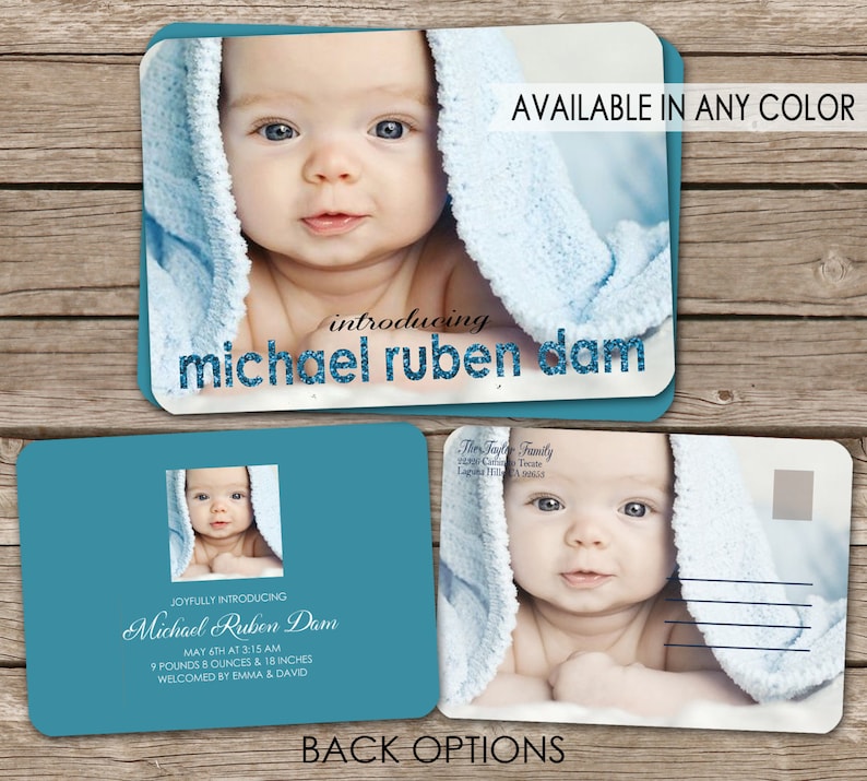 Printed or Digital Birth Announcement OR Birthday Invitation postcard postcard option