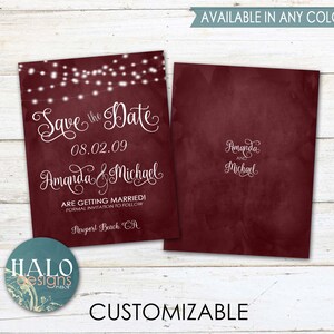 Save the Date, ANY COLOR, burgundy save the date, navy save the date, save the date, teal, plum, navy, image 1