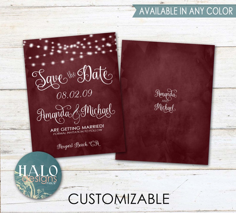 Save the Date, ANY COLOR, burgundy save the date, navy save the date, save the date, teal, plum, navy, image 1