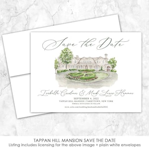 Tappan Hill Save the Date, Estate Venue Save the Date, Custom Venue, Watercolor Painting, Custom Watercolor